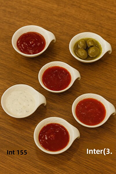 İnterlife 6-Piece Mini Porcelain Sauce Bowl and Jam Bowl Presentation Set 6 cm Round Porcelain Bowl with Handle