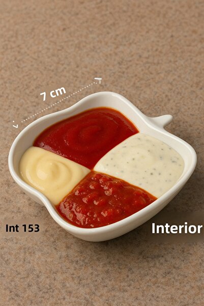 İnterlife 6-Piece Mini Porcelain Sauce Bowl and Jam Bowl Presentation Set 7 cm Porcelain Apple Shaped Bowl