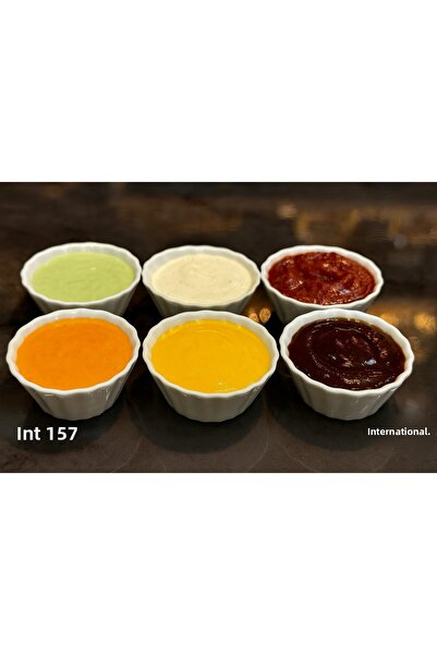 İnterlife 6-Piece Mini Porcelain Sauce Bowl and Jam Bowl Presentation Set 7 cm Round Porcelain Bowl