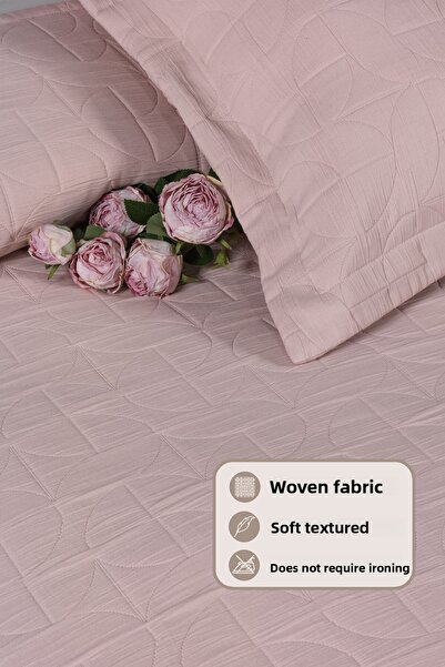 Elart Infınıtıy Bedspread Set Double Size (240X250 cm) Dusty Rose