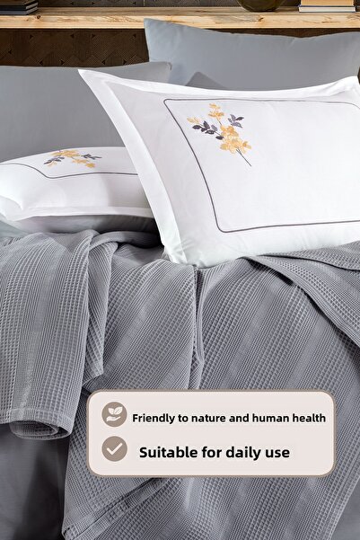 Elart Melany Pike Double Size 100% Cotton (200X220 cm) Gray