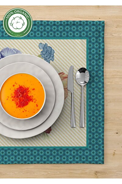 MOSHEYA HOME Placemat 100% Cotton Panama Fabric, 40X60 cm Vivid Patterned Pla...