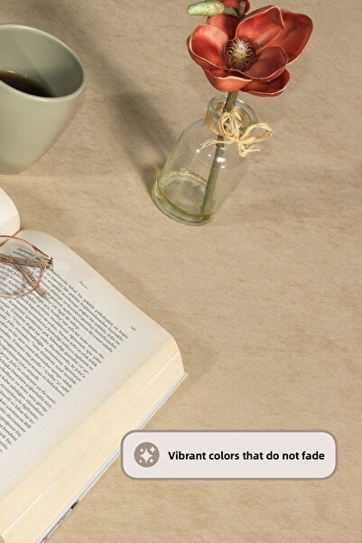 Elart Soft Velvet Tablecloth Rectangular (150X220 cm) Beige