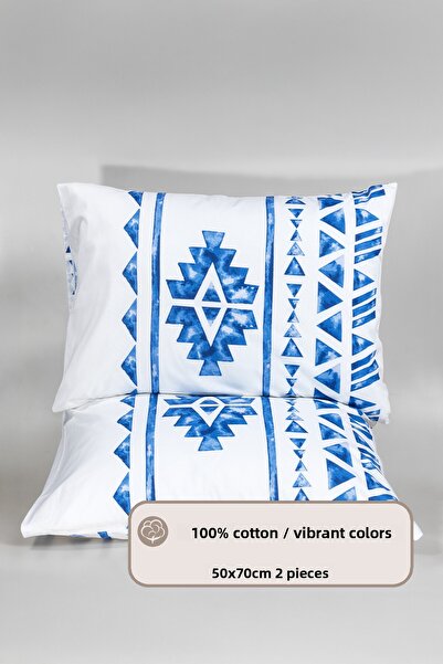 Elart Lucas Pillow Case 100% Cotton Printed 2 Pieces (50X70 cm) Blue