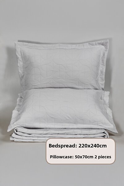 Elart Infınıtıy Bedspread Set Double Size (240X250 cm) Gray