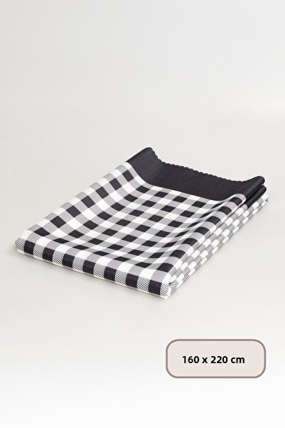 Elart Plaid Tablecloth Digital Printed (160X220 cm) Black