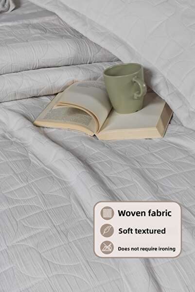 Elart Infınıtıy Bedspread Set Double Size (240X250 cm) Ecru