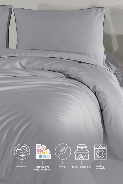 Elart Desmond Duvet Cover Set Satin Double (200X220 cm) Grey