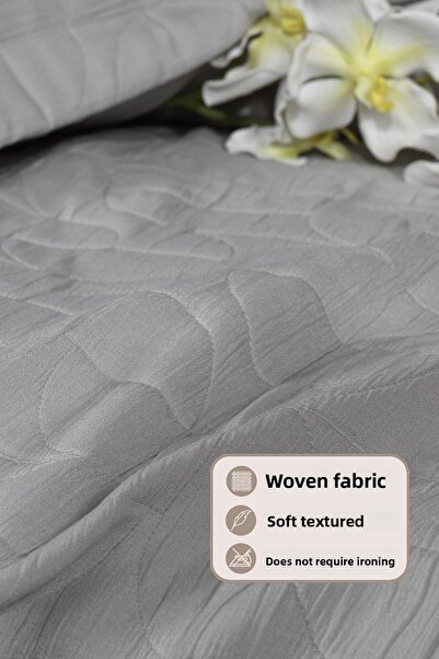 Elart Infınıtıy Bedspread Set Double Size (240X250 cm) Gray