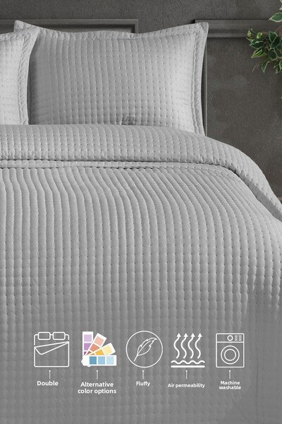 Elart Alinda Double Bedspread Set (240X260 cm) Gray