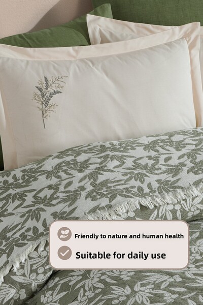 Elart Tina Pike Bedspread Double Size 100% Cotton (220X240 cm) Green