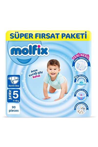 Molfix Baby Diapers Size 5 Junior Super Offer Package 90 Pieces