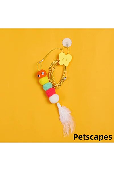 Petscape Elastic Self-Adhesive Colorful Cat Playing Rod Cat Toy Adhesive Fishing Rod Training Toy
