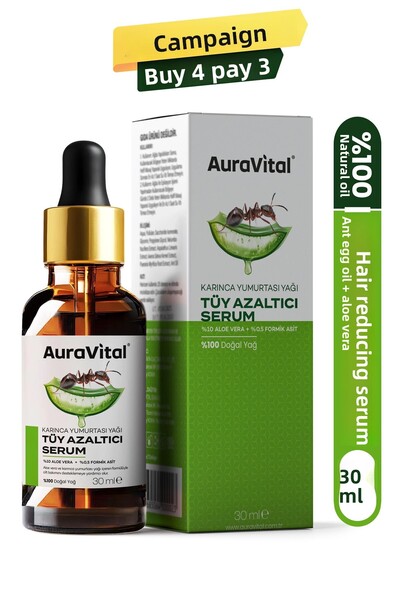 AuraVital سيروم لتقليل الشعر بزيت بيض النمل والصبار 30 مل لتقليل الشعر وترطيب...