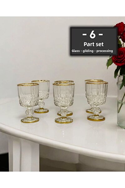 gkzglass home dekor New Year Jronson Glass Gilded Coffee Side Water Cup Water Set Set for 6