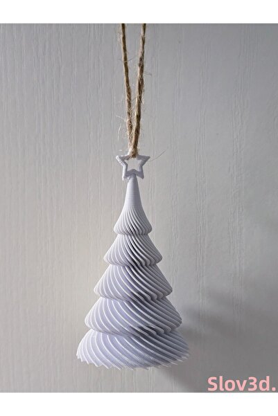 3D زينة شجرة الصنوبر البيضاء ذات الطابع العاملي للعام الجديد، زينة حامل الشموع