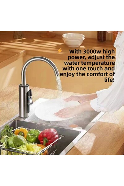 MultiZone 3000W Instant Heating Electric Kitchen Water Heater Faucet Stainless Steel Hot Cold