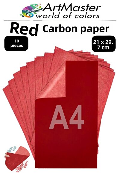 Artmaster Carbon Paper A4 Red 10 Pieces 21X29.7 cm Transfer Paper Copy Paper ...