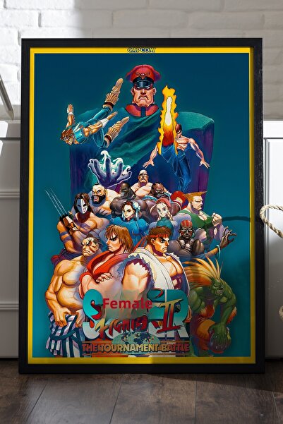 Duvarda Αφίσα Street Fighter με μαύρο ξύλινο πλαίσιο, διακοσμητικός πίνακας τ...