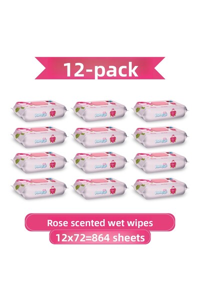 Paddlers مناديل مبللة برائحة الورد 864 منديل (12×72) - علبة