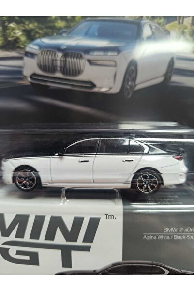 mini gt 1:64 Bmw I7 Xdrive60 Alpine White / Black Sapphire Diecast Model Car