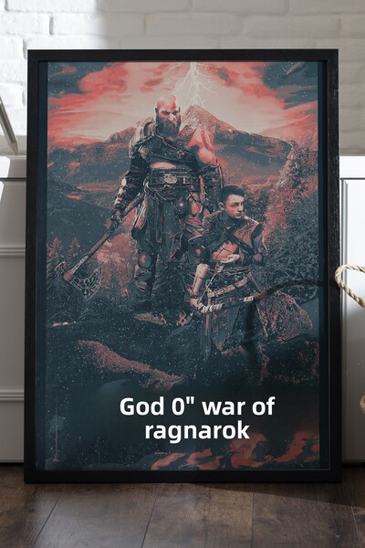 Duvarda Poster cu ramă din lemn negru God of War Ragnarok, pictură decorativă...