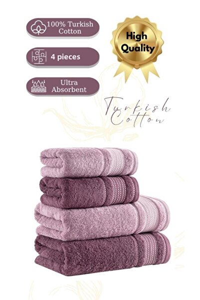 Karna Home طقم مناشف فاخر مكون من 4 قطع من خشب الصنوبر مقاس 50x90/70x140 سم