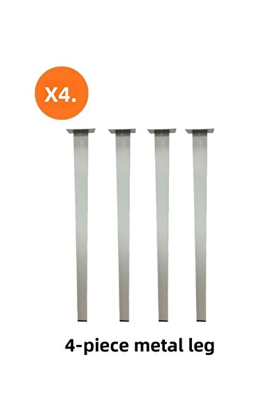 Hızır أرجل طاولة معدنية 4 قطع، بيضاء، أرجل فولاذية متينة 71 سم - 4 سم