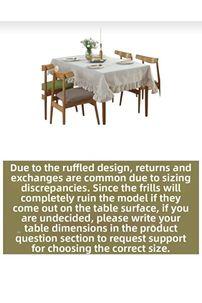 HOME ART ATELIER hand made Gray Ruffled Natural Vintage Tablecloth - Soft Linen Series Tablecloth - Dowry Gift