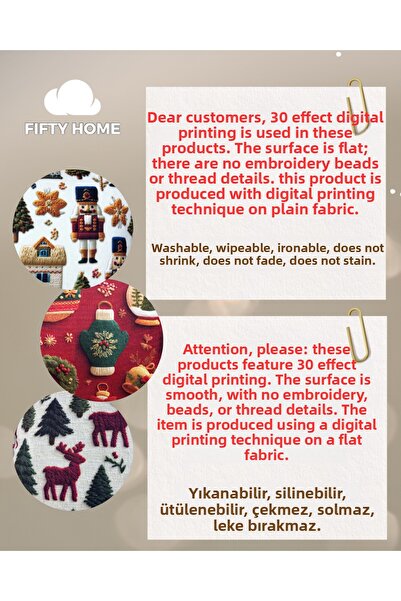 Fifty Home 2 Pieces Cushion Cover 43X43 cm Digital Printing New Year's Eve New Year Christmas Concept New Year Christmas