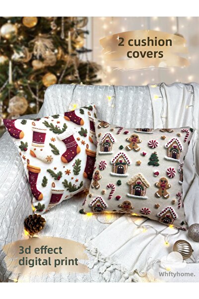 Fifty Home 2 HUSE KIRLENT 43x43 cm Imprimare digitală Anul Nou Crăciun Concep...