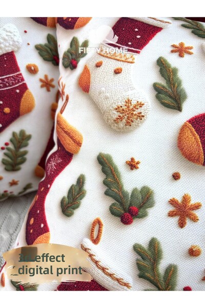 Fifty Home 2 Pieces Cushion Cover 43X43 cm Digital Printing New Year's Eve New Year Christmas Concept New Year Christmas