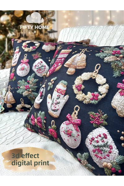 Fifty Home 2 Pieces Cushion Cover 43X43 cm Digital Printing New Year's Eve Ne...