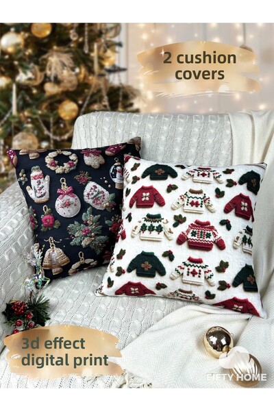 Fifty Home 2 HUSE KIRLENT 43x43 cm Imprimare digitală Anul Nou Crăciun Concep...