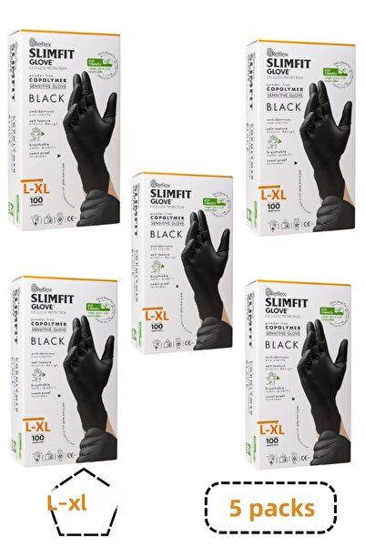 Reflex Slimfit Copolymer Black Powder-Free Gloves Size L-Xl 5 Boxes