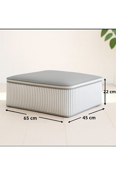 YELLOW STARY HOME DECOR 8 Pieces-Anthracite Striped Sofa Bed & Base Type Pillow Quilt Storage Organizer under the Base 62X44X21 cm