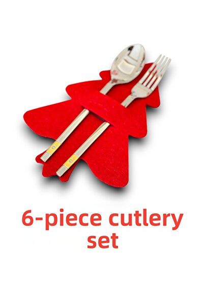 Karter İnovasyon Christmas Themed American Dinnerware Set for 6 People Red 24 Pieces, Christmas Decoration, Christmas Ornament