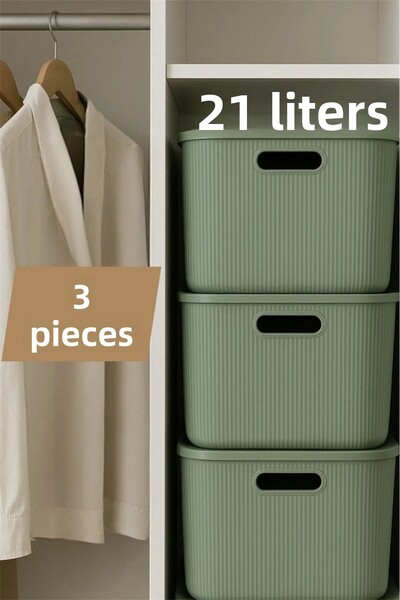 Bayev 3 قطع تخزين خضراء متعددة الأغراض تحت الخزانة - ألعاب وسلة غسيل