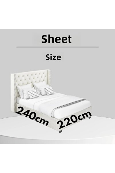 By Masuaa White Ruffled Double Duvet Cover Set with Sheets [240*220]