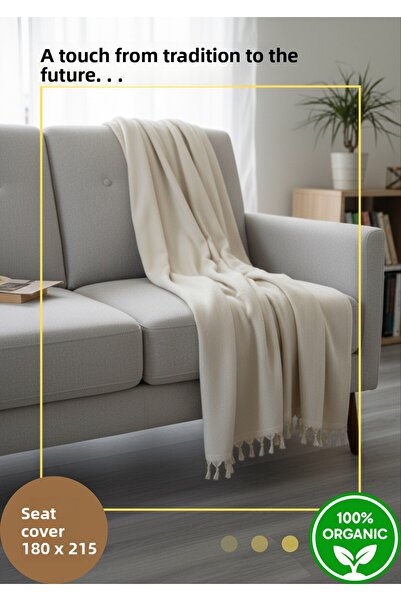 Loova غطاء كرسي حصري 100% قطن بنمط متعرج 170*210 قطن مع أهداب