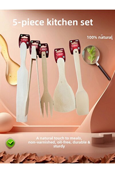 AHER Natural Wooden Board Kitchen Set 5 Pieces Beech |   Masha Spatula Dough ...