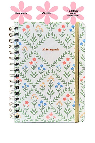 Chi-Chi Papers 2026 Weekly Planner - Handmade, 2 Pages with Stickers, Tiny Flowers