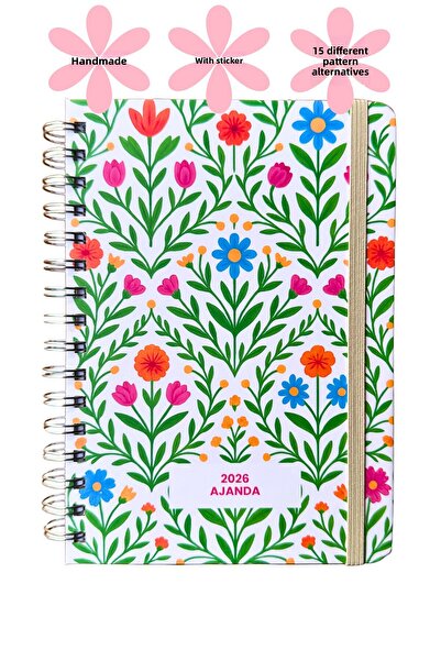 Chi-Chi Papers 2026 Weekly Planner - Handmade, 2 Pages with Stickers, Green Garden