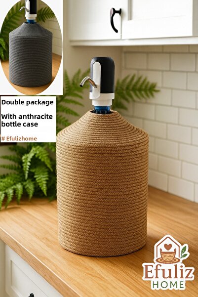 Efuliz Home Husă pentru dozator de apă cu aspect de paie de iută, husă elegantă și naturală pentru dozator de apă