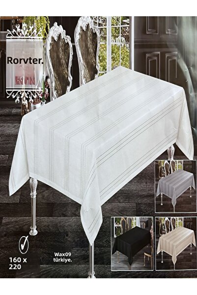 w white stars sports & wear Luxury Table Cloth - Stain Resistant - 160X220 cm White with Korvver Stripes