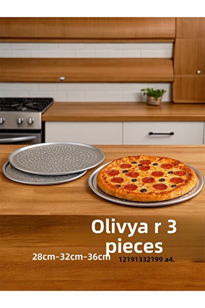OLİVYA صينية بيتزا مثقبة ثلاثية الطبقات لخبز اللحماء والبيتزا