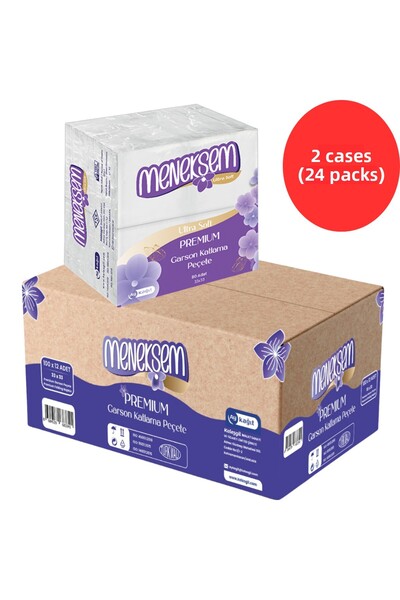 MENEKŞEM مناديل غارسون الفاخرة القابلة للطي 33×33 سم - 80 قطعة × 24 عبوة، إجم...