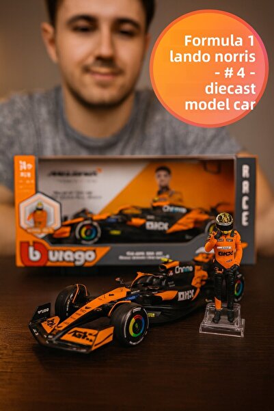 TOYFEST 1:24 بوراجو سيارة فورمولا 1 ماكلارين MCL38 ميامي 2024 لاندو نوريس 4 نموذج سيارة مصبوب قابل للتجميع مع مجسم