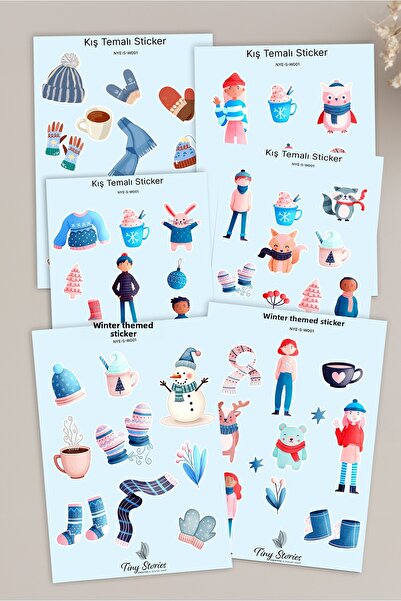 tinystoriestr Set de autocolante de iarnă - 6 bucăți / Agendă, Caiet, Jurnal,...