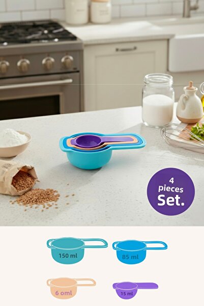 Vienev 4-Piece Colorful Measuring Spoon Set Multi-Colored (15-60-85-150 ml) |   Kitchen Measuring Set